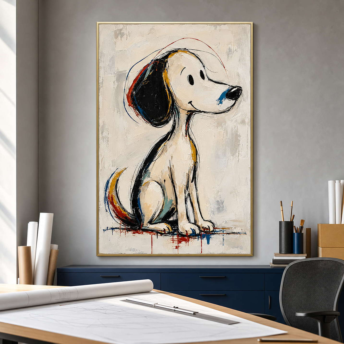 Modern Dog Wall Art displayed in a refined office.