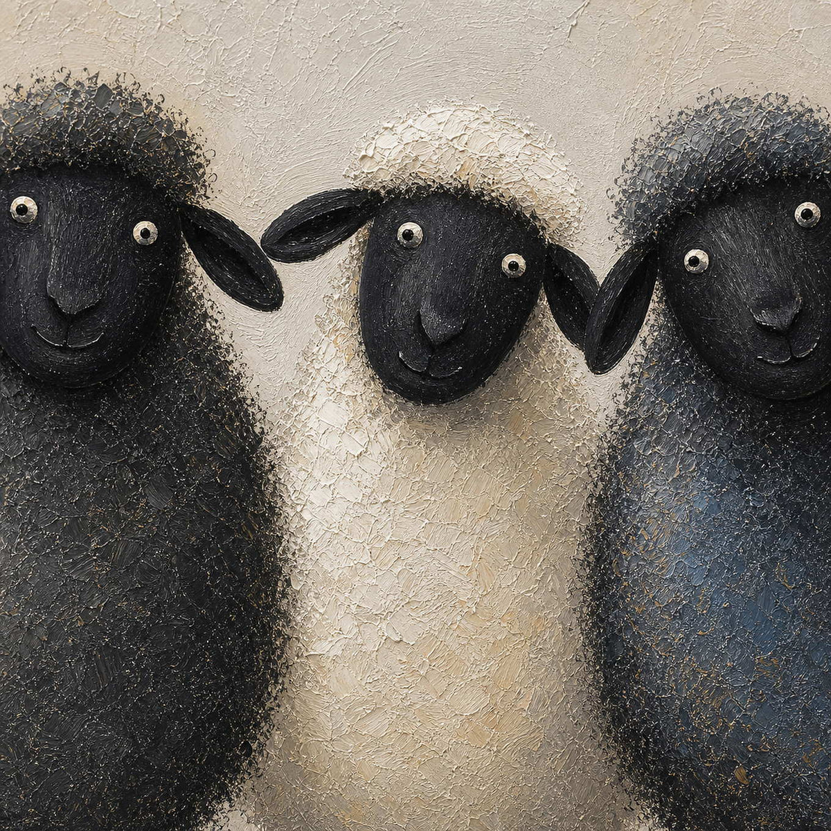 Close-up of raised black, white, and gray wool texture.