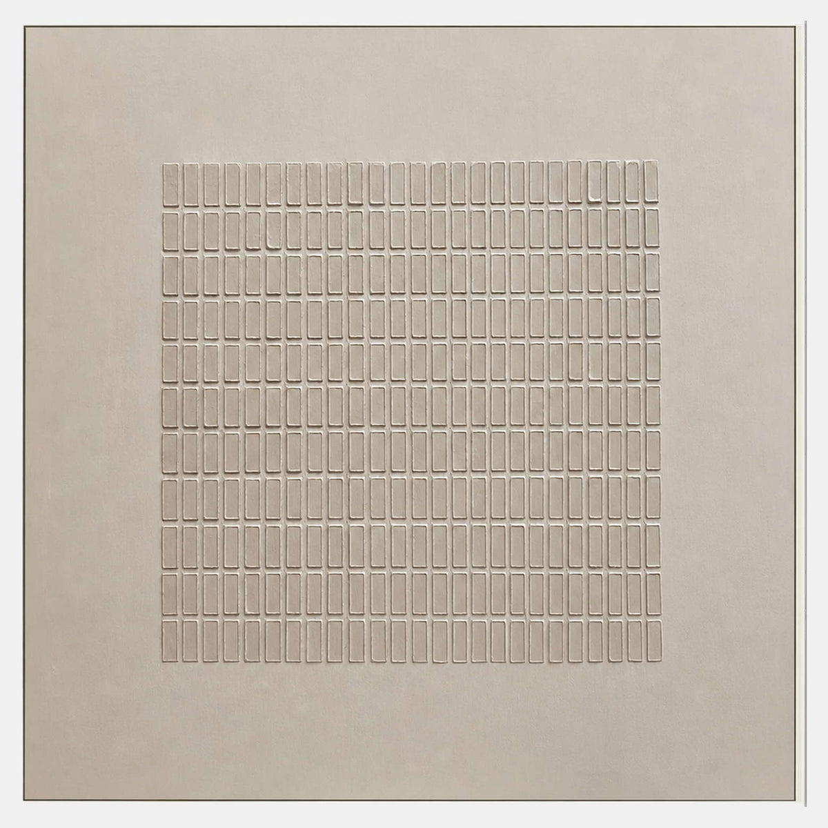 Hand-painted minimalist textured wall art with white and neutral tones.