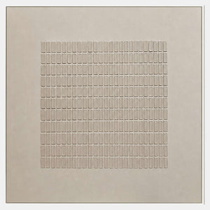 Hand-painted minimalist textured wall art with white and neutral tones.