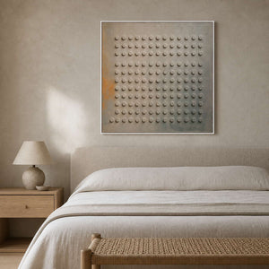 Minimalist Textured Wall Art displayed in a refined bedroom.