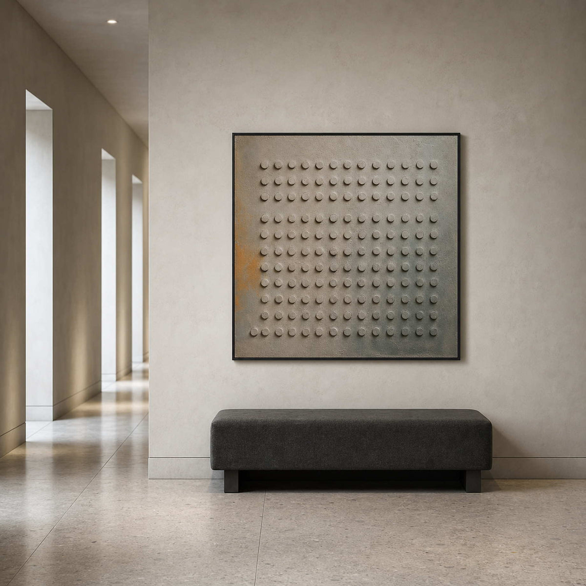 Minimalist Textured Wall Art displayed in a refined entryway.