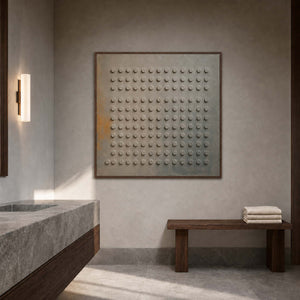 Minimalist Textured Wall Art displayed in a refined hospitality lounge.