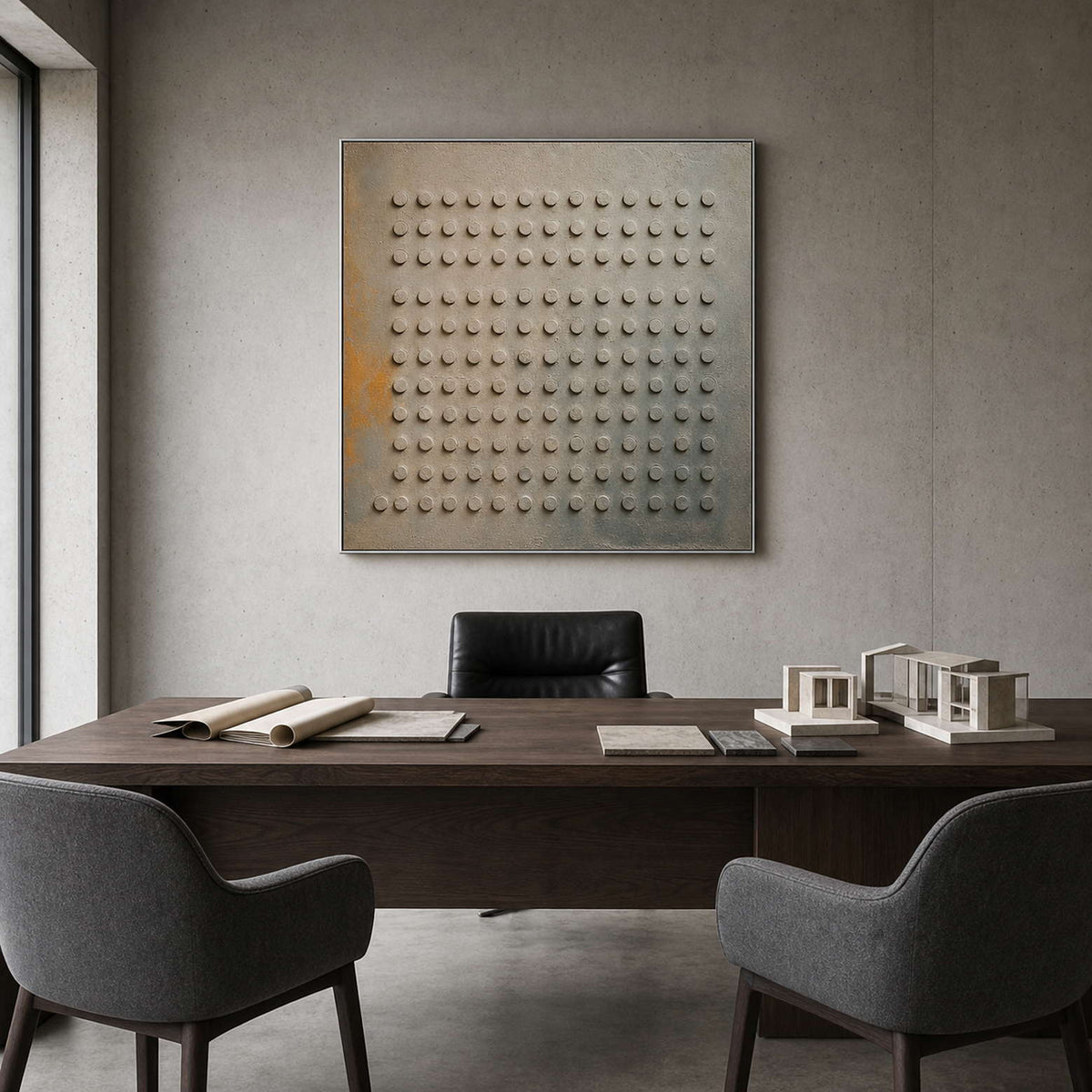 Minimalist Textured Wall Art displayed in a refined office.