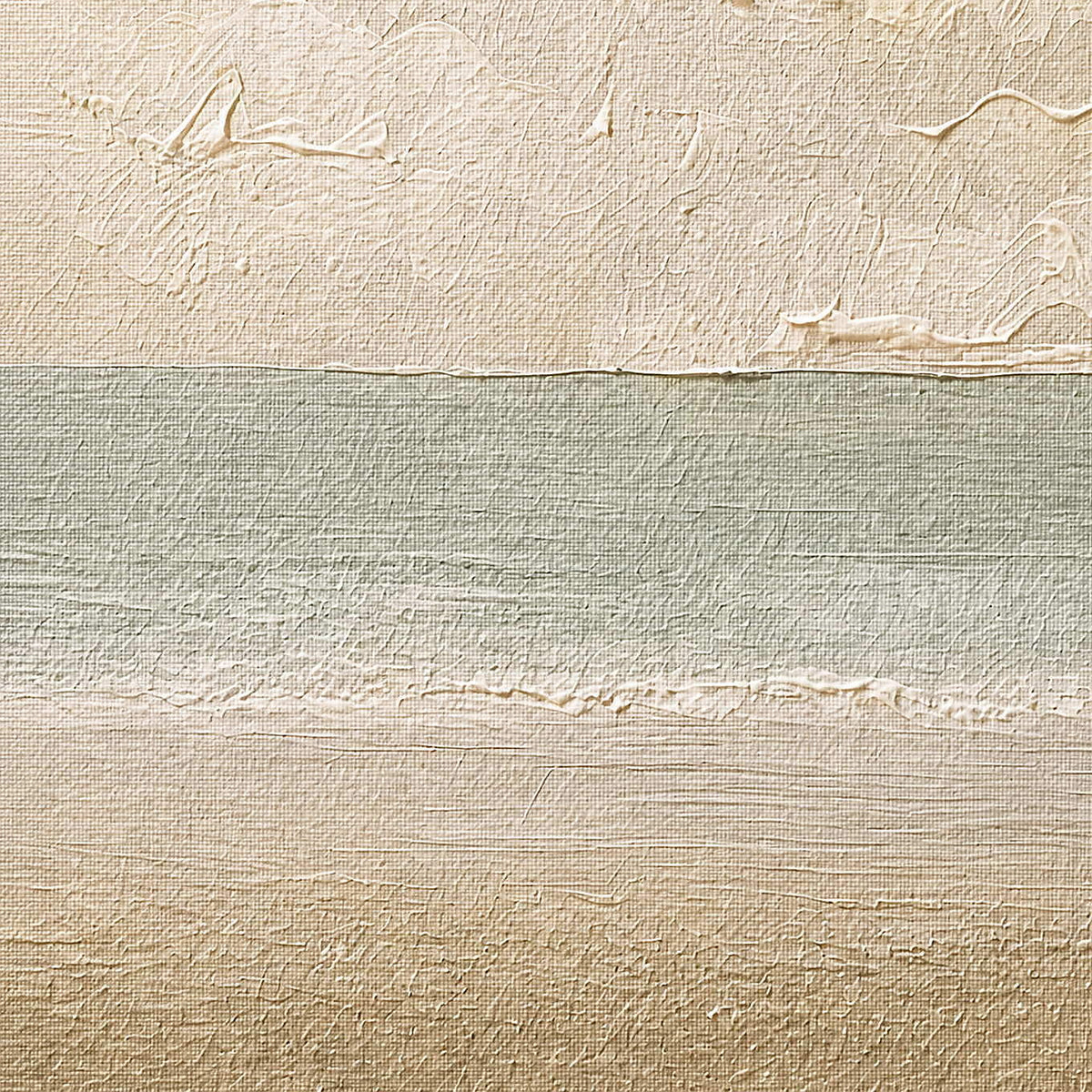 Close-up of raised ivory, pale green, and sand texture.
