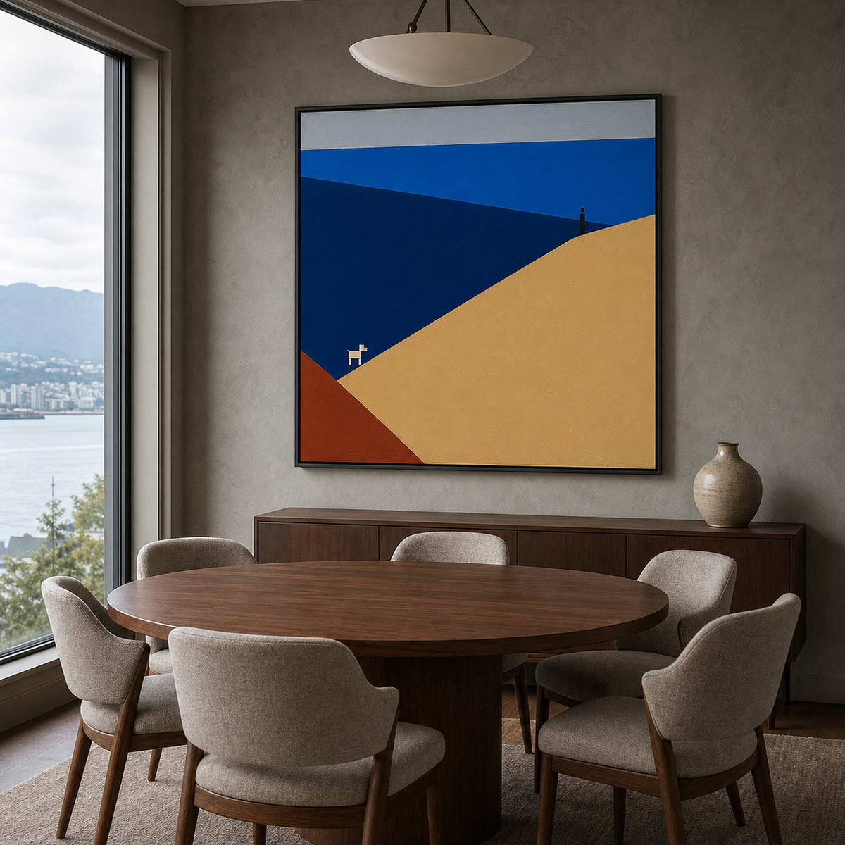 Modern coastal artwork in a Vancouver collector dining room