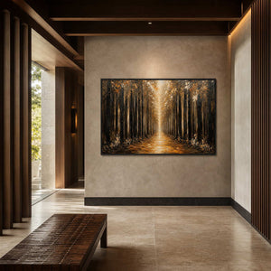 Forest Landscape Wall Art displayed in a refined entryway.