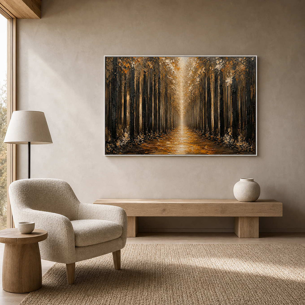 Forest Landscape Wall Art displayed in a refined modern interior.