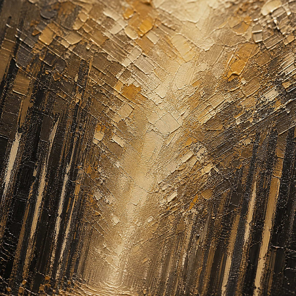 Close-up of raised hand-painted texture in earth tones, warm tones, and black.