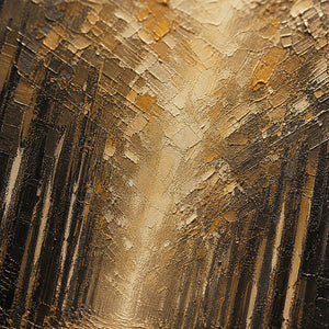 Close-up of raised hand-painted texture in earth tones, warm tones, and black.