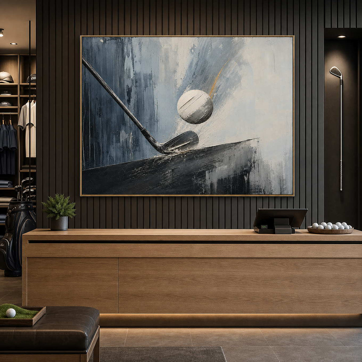 Modern Golf Wall Art displayed in a refined hospitality lounge 4.