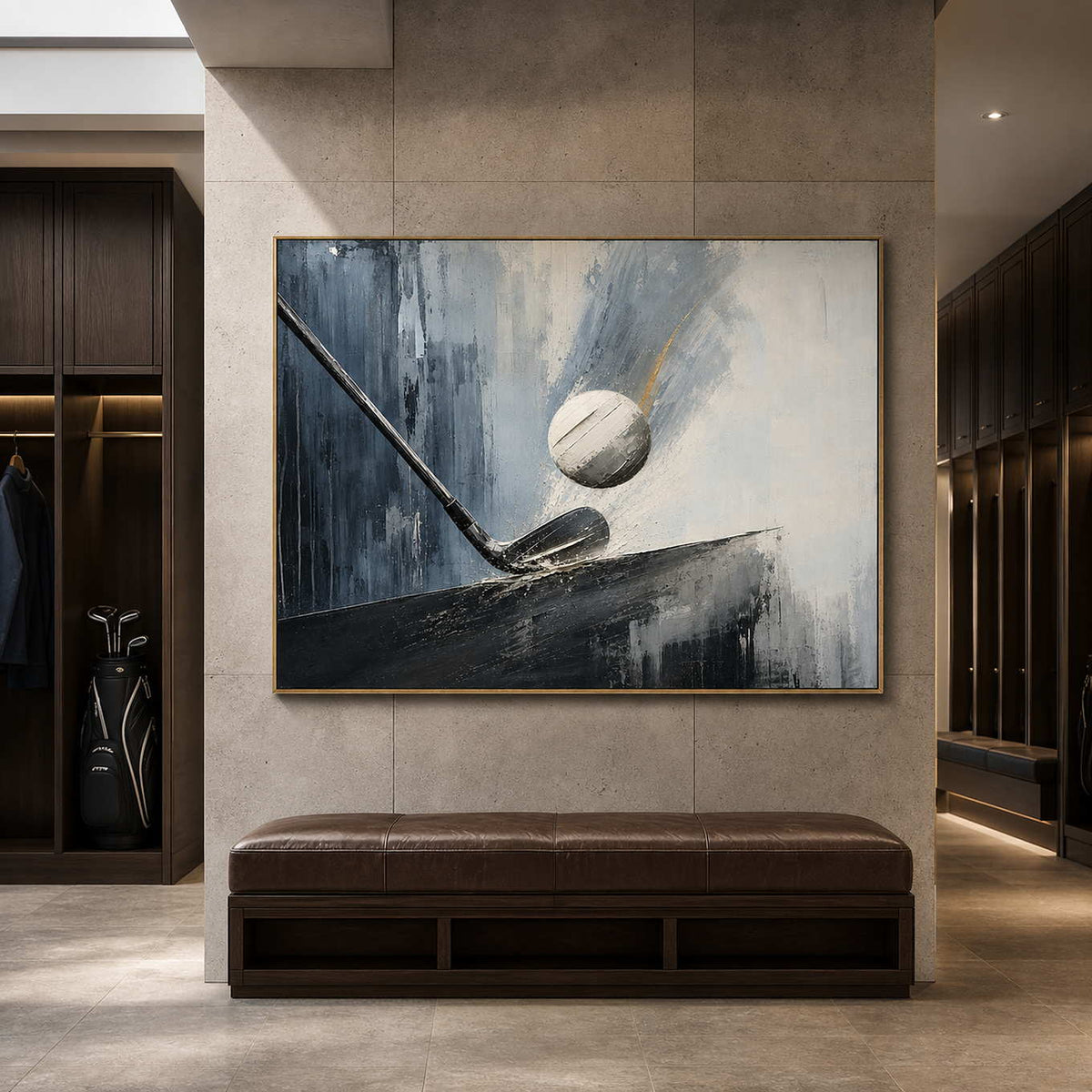 Modern Golf Wall Art displayed in a refined hospitality lounge 5.