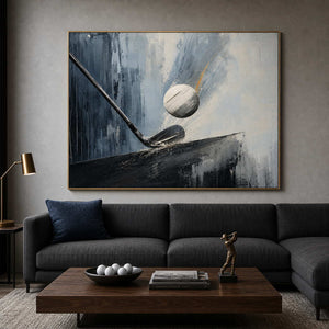 Modern Golf Wall Art displayed in a refined living room.