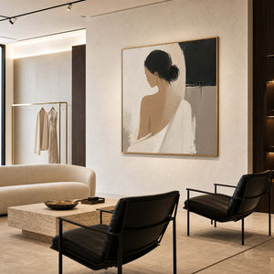 Minimalist Figurative Wall Art styled in an elegant modern dining room.