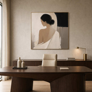 Minimalist Figurative Wall Art displayed in a refined contemporary office.