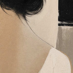 Close-up of the artwork’s raised hand-painted texture and layered color.