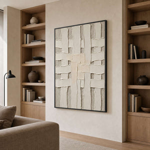 Minimalist Textured Wall Art displayed in a refined living room.