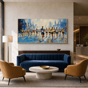 Running Wall Art displayed in a refined hospitality lounge 2.