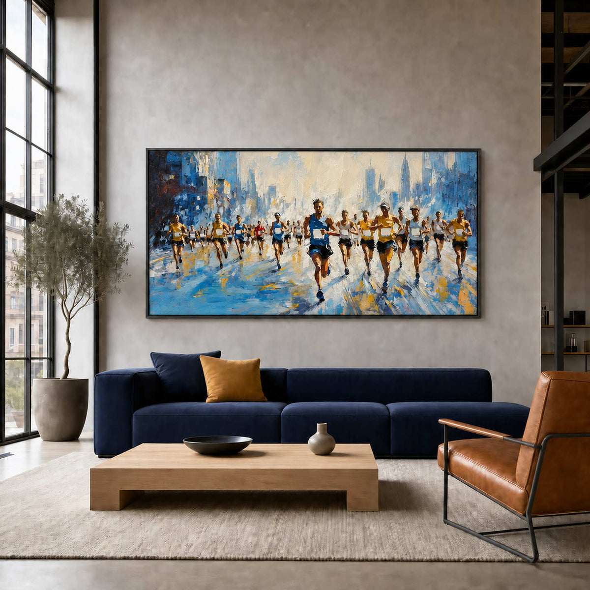 Running Wall Art displayed in a refined living room.