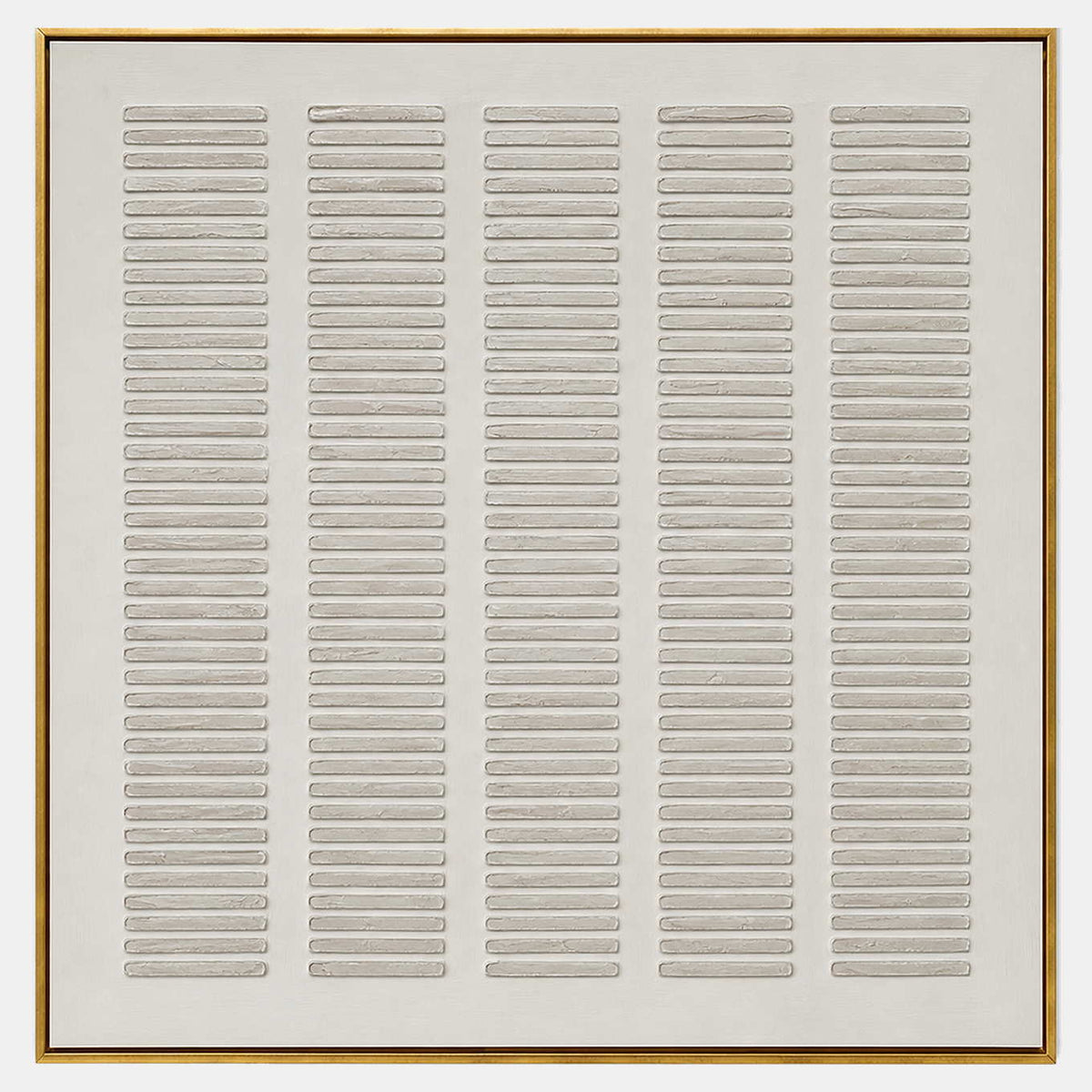 Hand-painted minimalist textured wall art with white and neutral tones.