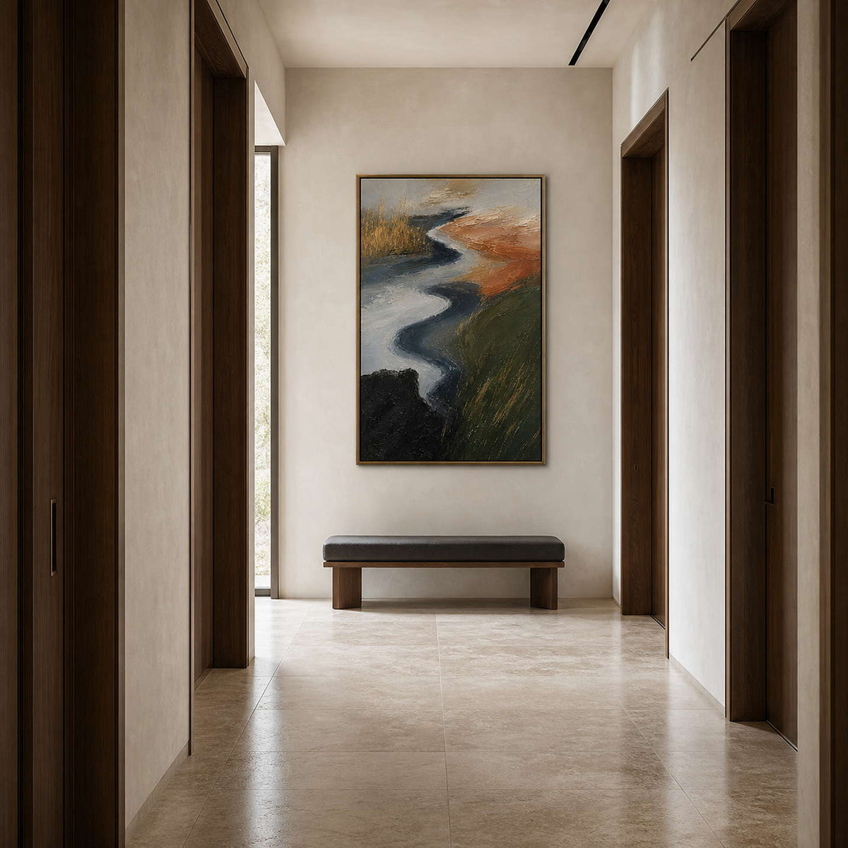 Textured Abstract Wall Art displayed in a refined entryway 3.