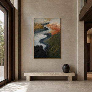 Textured Abstract Wall Art displayed in a refined entryway.