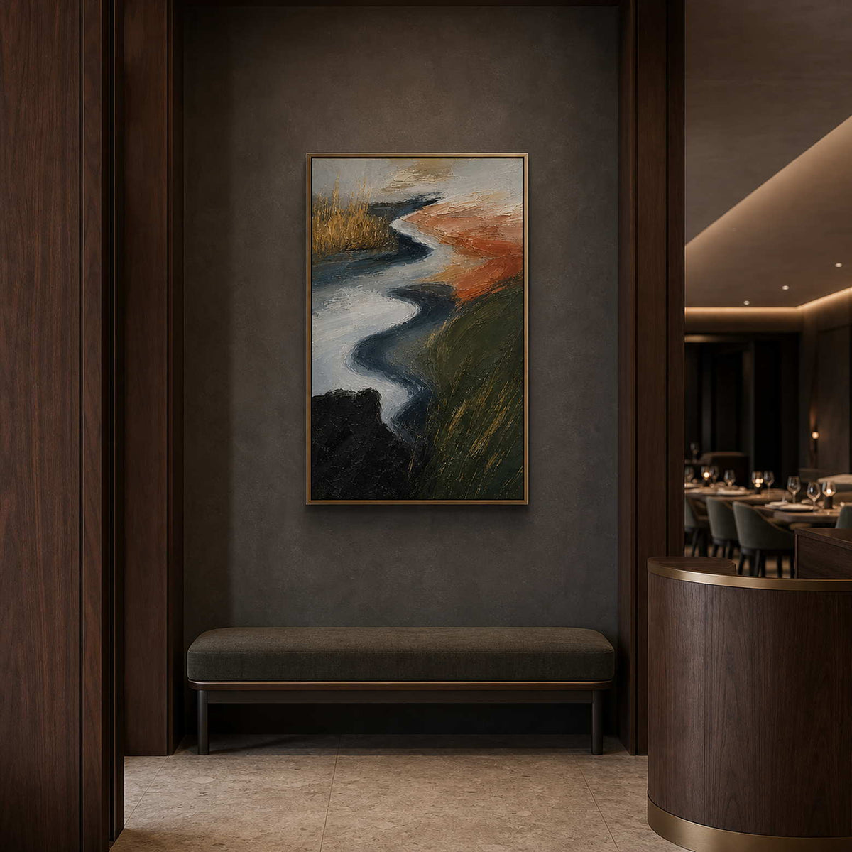Textured Abstract Wall Art displayed in a refined modern interior.