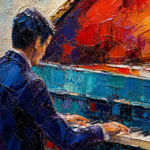 Close-up of raised turquoise, red, orange, and violet painted texture.