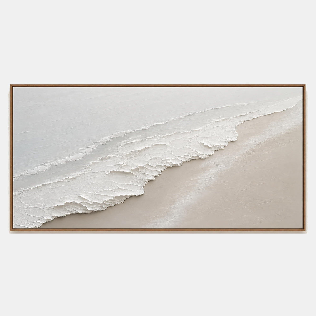 The Shore Clears: soft white surf along a pale sandy shoreline, shown in a full artwork view.