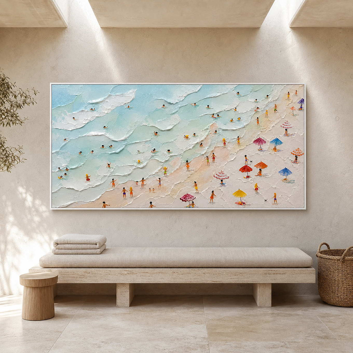 Coastal Beach Wall Art displayed in a refined spa reception.