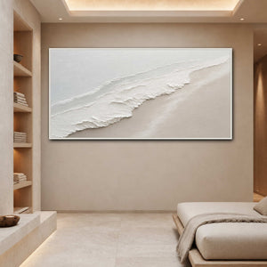 Minimalist Coastal Wall Art displayed in a refined spa reception.