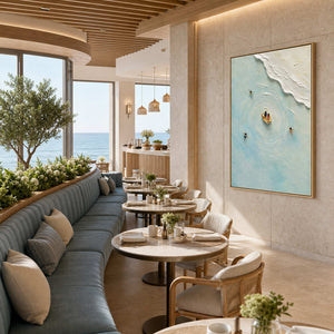 Textured Coastal Wall Art displayed in a refined hospitality lounge 2.