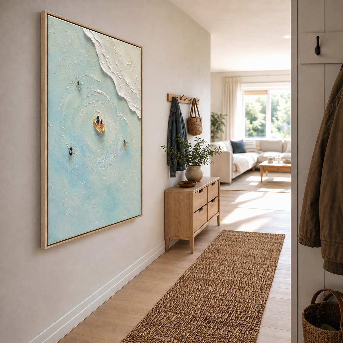 Textured Coastal Wall Art displayed in a refined modern interior.