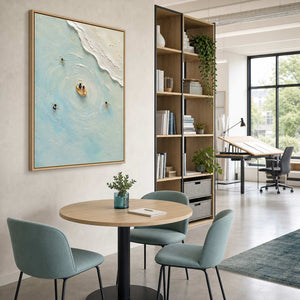 Textured Coastal Wall Art displayed in a refined office.