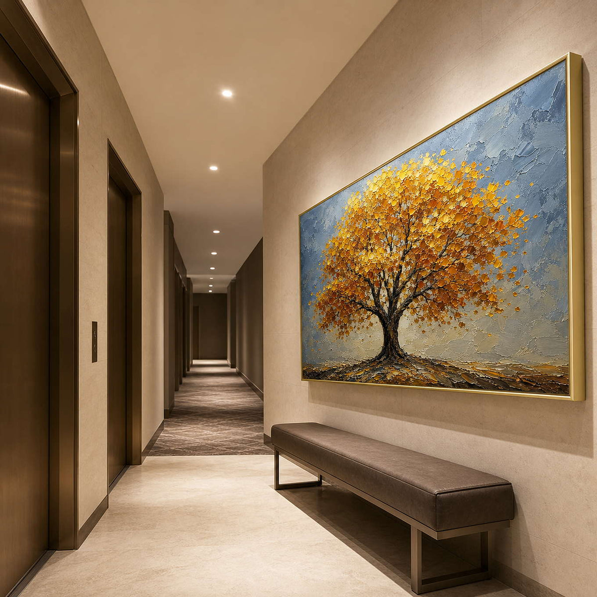 Textured Landscape Wall Art displayed in a refined hospitality.