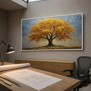 Textured Landscape Wall Art displayed in a refined office.