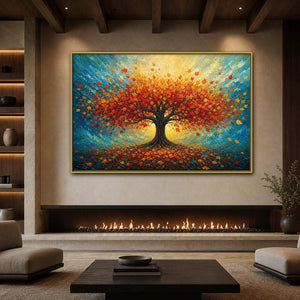 Colorful Tree Wall Art displayed in a refined hospitality lounge.