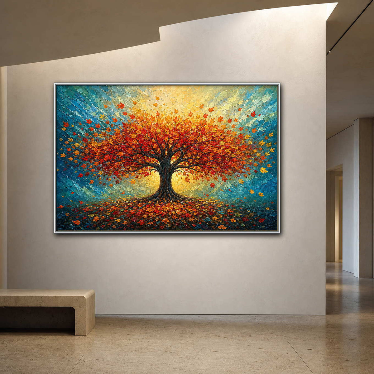 Colorful Tree Wall Art displayed in a refined modern interior 2.