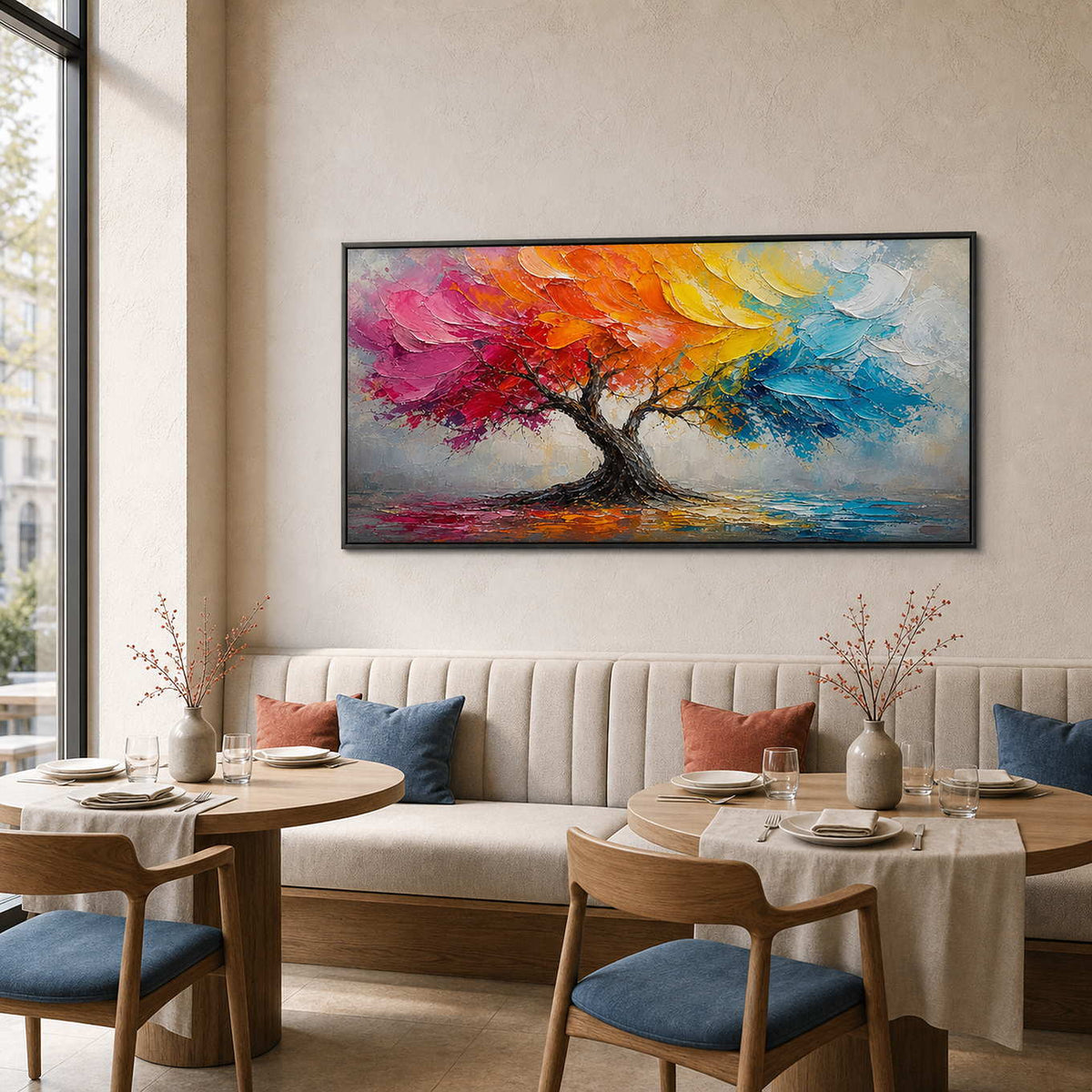Textured Landscape Wall Art displayed in a refined dining room.