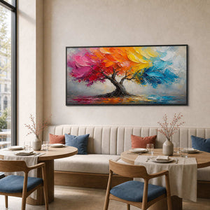 Textured Landscape Wall Art displayed in a refined dining room.