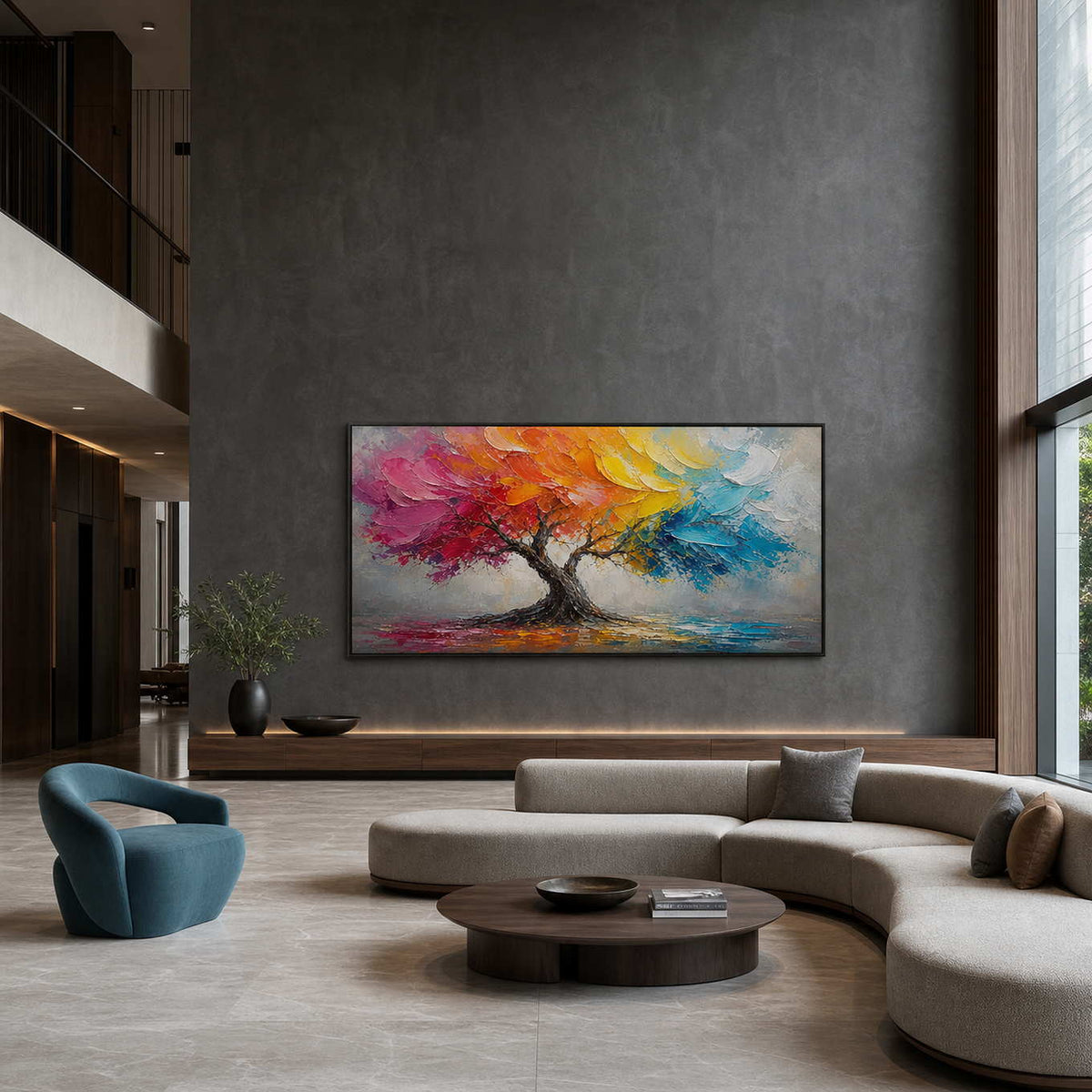 Textured Landscape Wall Art displayed in a refined hospitality lounge 2.