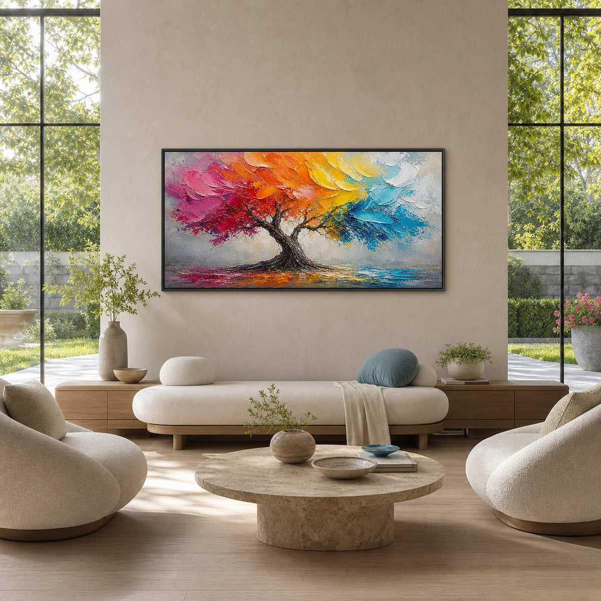 Textured Landscape Wall Art displayed in a refined modern interior.