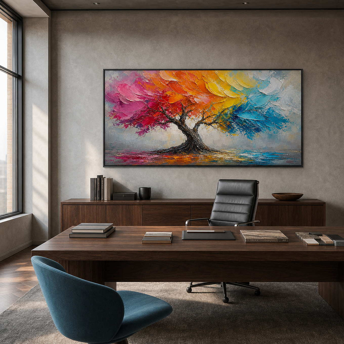 Textured Landscape Wall Art displayed in a refined office.
