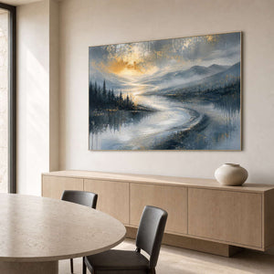 Textured Mountain Wall Art displayed in a refined dining room.