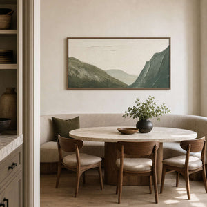 Textured Mountain Wall Art displayed in a refined dining room.