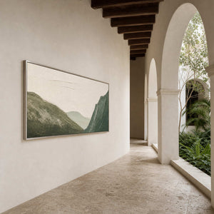Textured Mountain Wall Art displayed in a refined entryway.