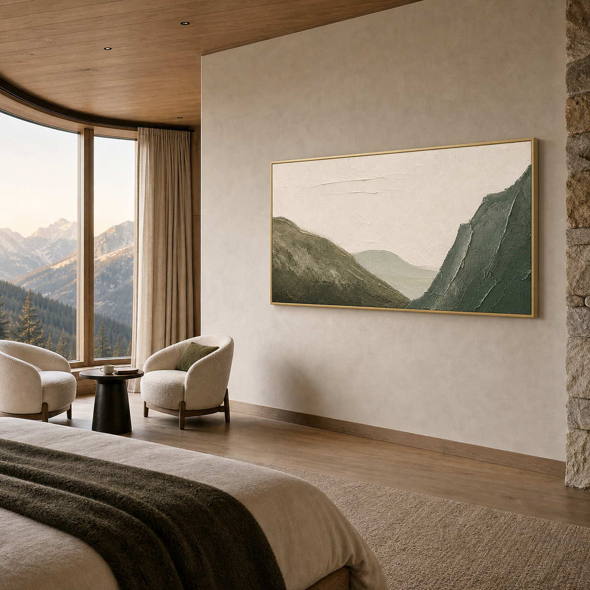 Textured Mountain Wall Art displayed in a refined hospitality.
