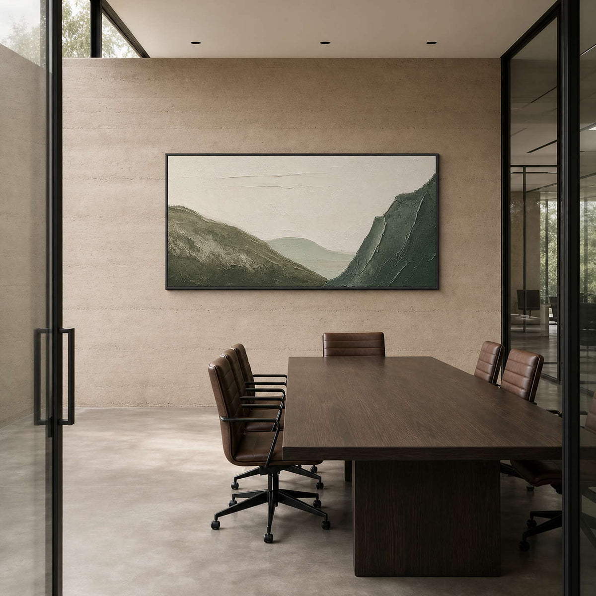 Textured Mountain Wall Art displayed in a refined office.