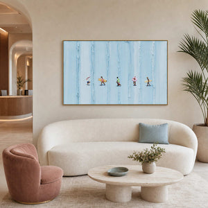 Surfing Wall Art displayed in a refined hospitality lounge 2.