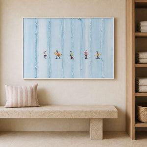 Surfing Wall Art displayed in a refined spa reception.